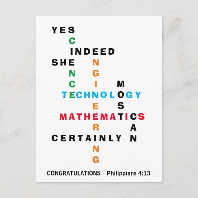 YES SHE CAN Congratulations Grad STEM Postcard (Front)