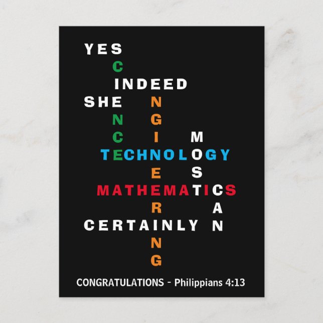 YES SHE CAN Congratulations STEM Postcard (Front)
