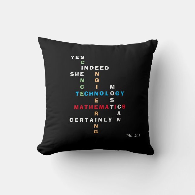 YES SHE CAN Motivational STEM Cushion (Front)