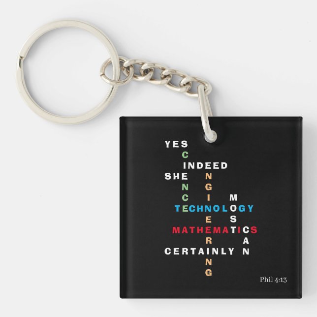 YES SHE CAN Motivational STEM Key Ring (Front)