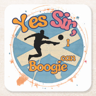 Yes Sir I can Boogie with Footballer  Square Paper Coaster