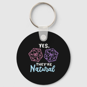 Yes They're Natural 20 D20 Dice Funny Rpg Gamer Key Ring