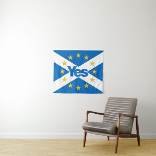 Yes to Independant European Scotland Flag Tapestry