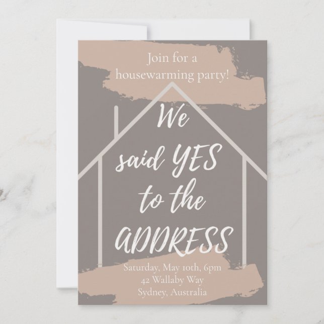 YES to the ADDRESS Housewarming Party Invitation (Front)