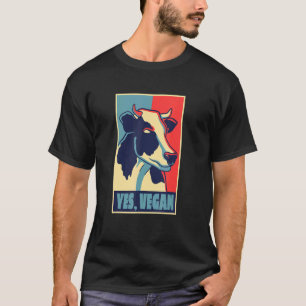 Yes Vegan Pop Poster Cow Animal Portrait Cow T-Shirt