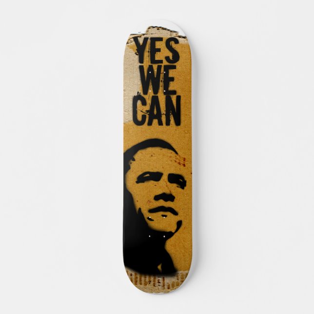 YES WE CAN - BARACK OBAMA Stencil Cardboard sk8 Skateboard (Front)