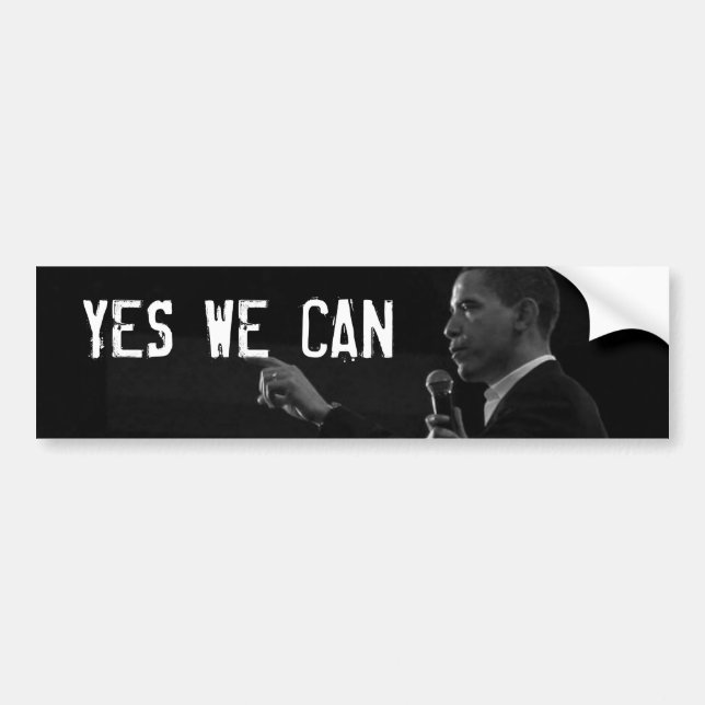 YES WE CAN Bumper Sticker with Obama Photo (Front)