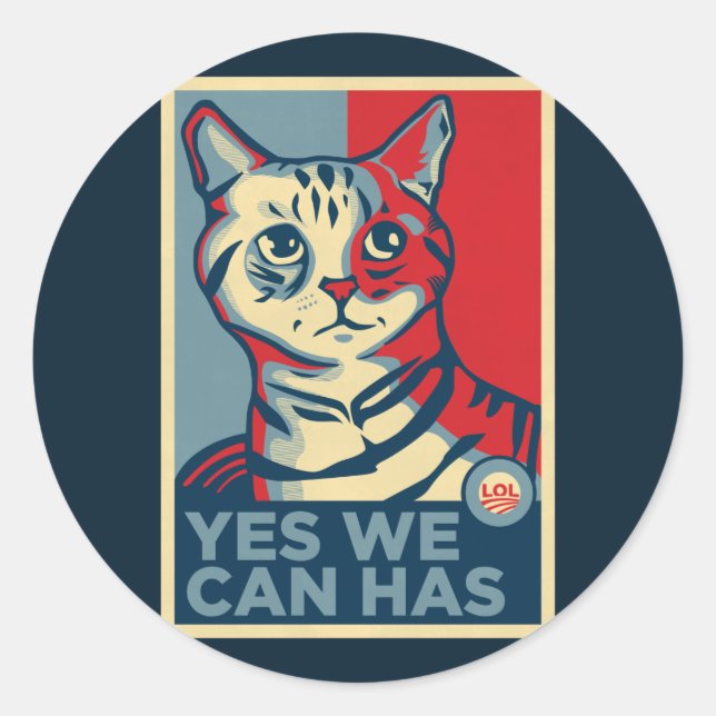 Yes We Can Has Classic Round Sticker (Front)