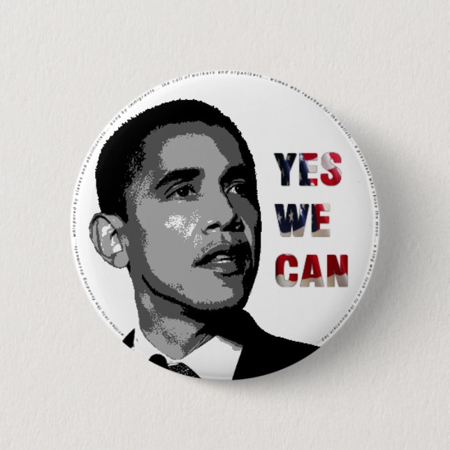 Yes We Can - Obama Political Button (Front)