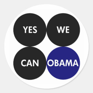 Yes We Can: Round Barack Obama Stickers