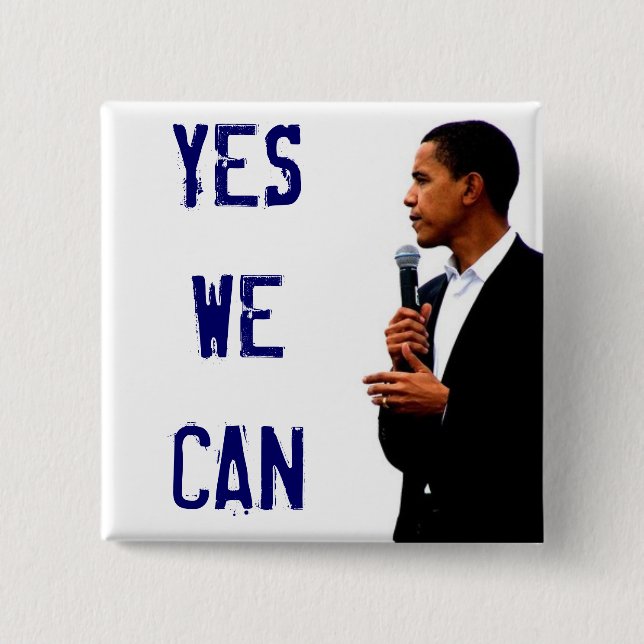 Yes We Can w/ Obama Picture Button (Front)