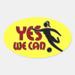 YES WE CAN - Women Soccer Oval Sticker