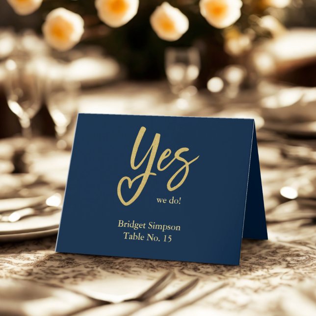 Yes We Do navy blue Gold wedding guest card (Creator Uploaded)