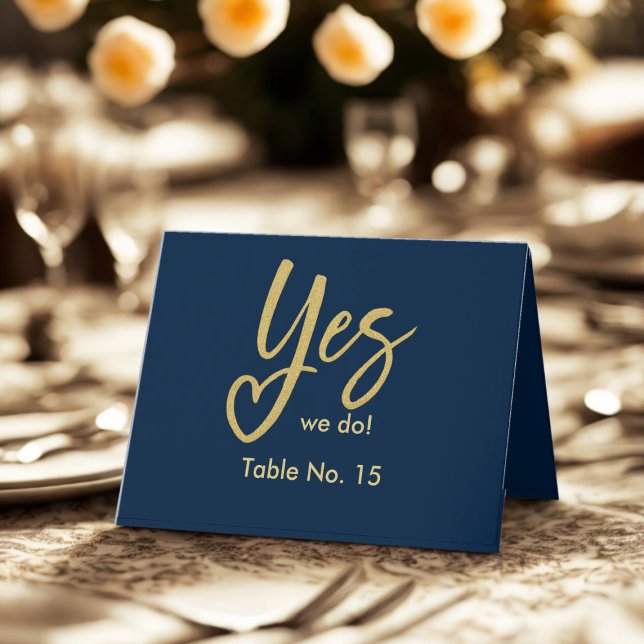 Yes We Do navy blue Gold wedding table number (Creator Uploaded)