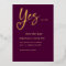 Yes We Do plum Gold Wedding save the date card