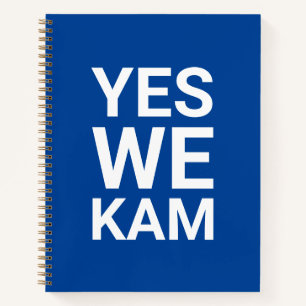 Yes We Kam funny modern typography white and blue Notebook
