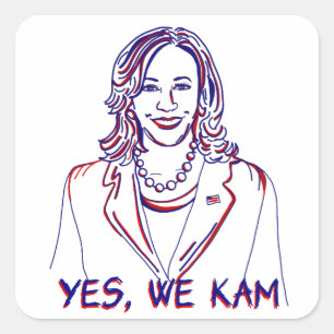 Yes, We Kam! Kamala Harris 2024 Election Square Sticker