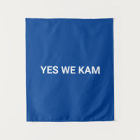 Yes We Kam minimalist typography white and blue