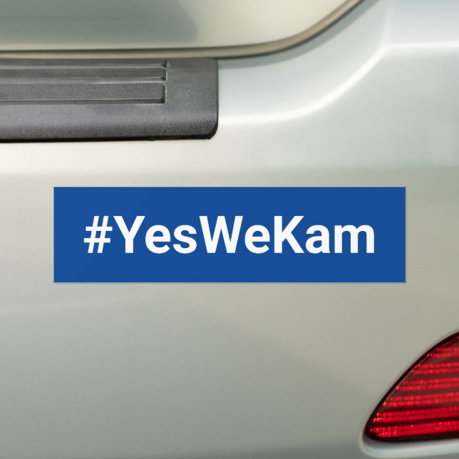 Yes We Kam #YesWeKam vote for Kamala white blue Bumper Sticker (On Car)