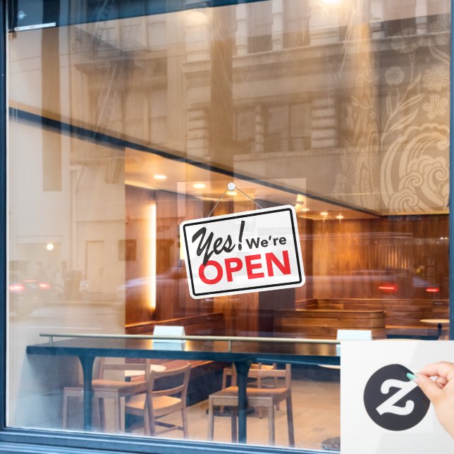 Yes We're Open Business Shop Café Window Cling (Cafe Window)