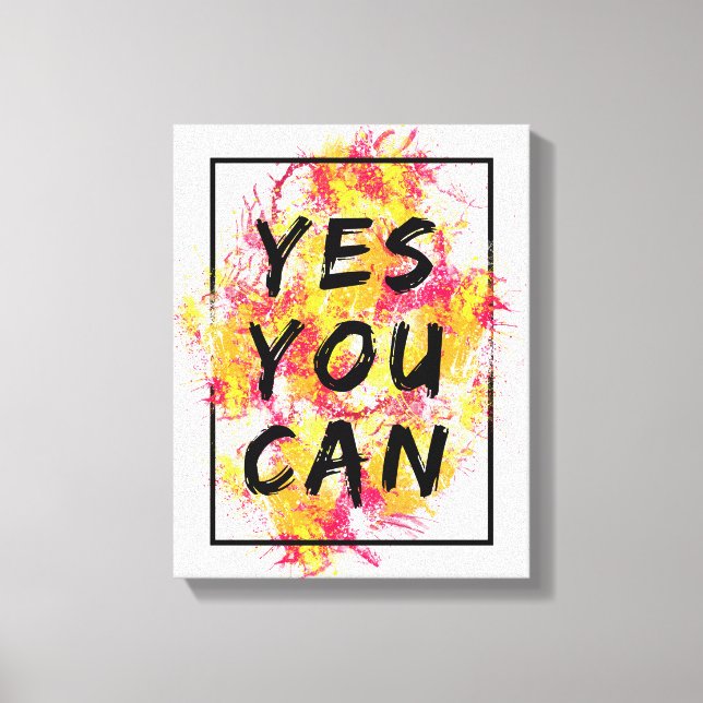 Yes You Can, Motivational, Inspirational, Modern Canvas Print (Front)