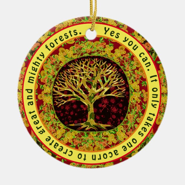Yes You Can Positive Message Ceramic Tree Decoration (Front)