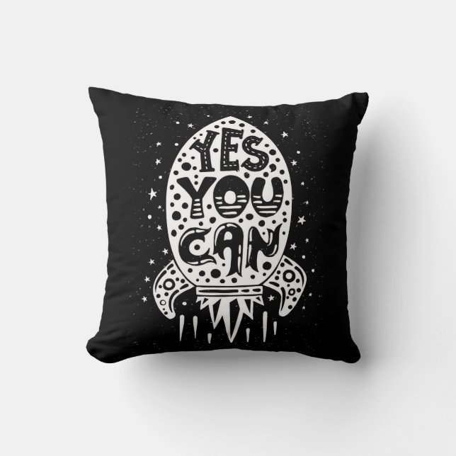 Yes You Can Rocketship Cushion (Front)