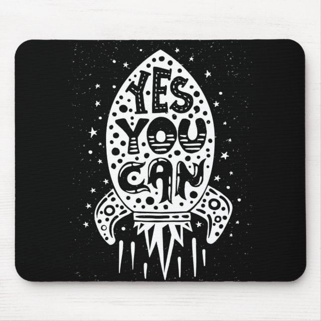 Yes You Can Rocketship Mouse Mat (Front)
