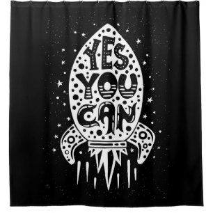 Yes You Can Rocketship Shower Curtain