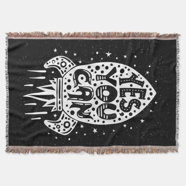 Yes You Can Rocketship Throw Blanket (Front)