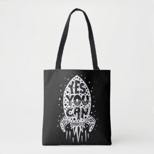 Yes You Can Rocketship Tote Bag