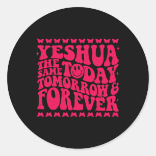 Yeshua Christian Fall Season Bible Verse Groovy Bu Classic Round Sticker