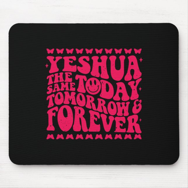 Yeshua Christian Fall Season Bible Verse Groovy Bu Mouse Mat (Front)