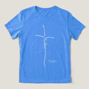 Yeshua Cross Messianic Believer Hebrew Torah Tri-Blend Shirt