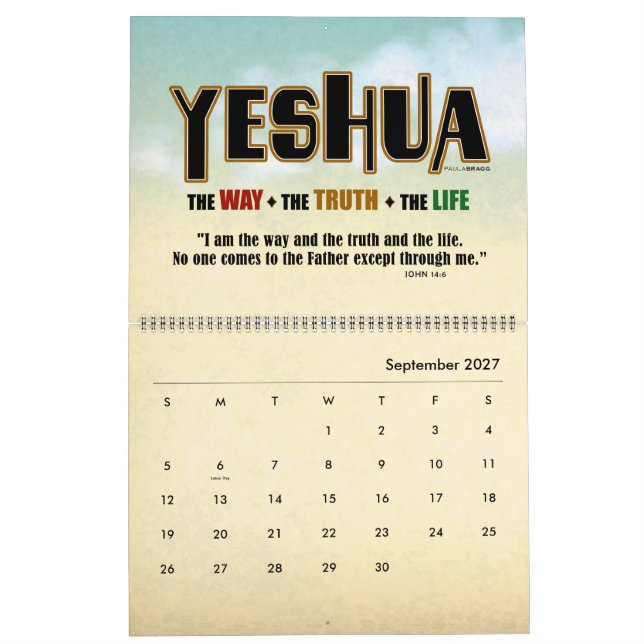 YESHUA Jesus Hebrew Jewish Name Christian Messiah Calendar (Sep 2027)