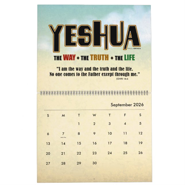YESHUA Jesus Hebrew Jewish Name Christian Messiah Calendar (Sep 2026)