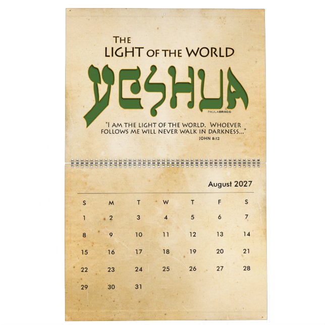 YESHUA Jesus Hebrew Jewish Name Christian Messiah Calendar (Aug 2027)