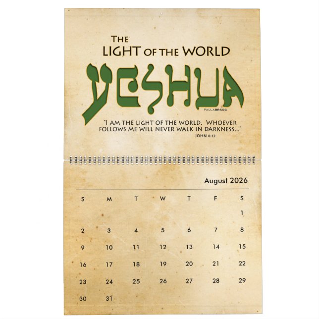 YESHUA Jesus Hebrew Jewish Name Christian Messiah Calendar (Aug 2026)