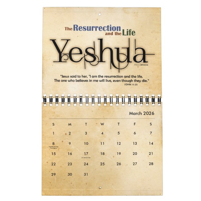 YESHUA Jesus Hebrew Jewish Name Christian Messiah Calendar (Mar 2026)
