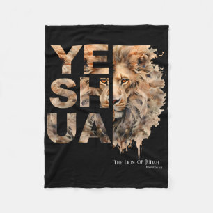 Yeshua, Lion Of Judah, Jesus, God, Bible Verse, Re Fleece Blanket