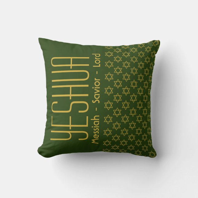 YESHUA Messiah Saviour Lord Custom Modern GREEN Cushion (Front)