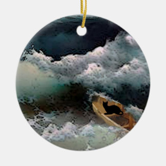 Yeshua's Cat: Storm Waves Ceramic Tree Decoration