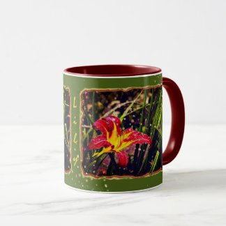 Yesterday Lily with Raindrops green red yellow Mug