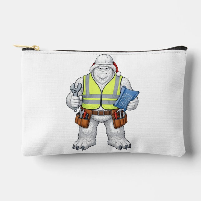 Yeti Abominable Snowman Construction Worker Funny  Accessory Pouch (Front)