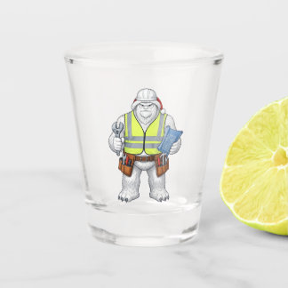 Yeti Abominable Snowman Construction Worker Funny Shot Glass