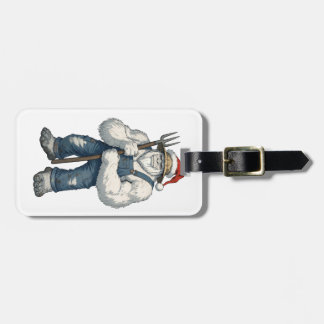 Yeti Abominable Snowman Farmer Funny Holiday Farm Luggage Tag
