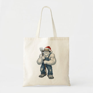 Yeti Abominable Snowman Farmer Funny Holiday Farm Tote Bag