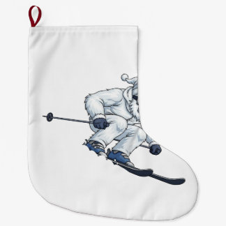 Yeti Abominable Snowman Skiing Funny Holiday Large Christmas Stocking