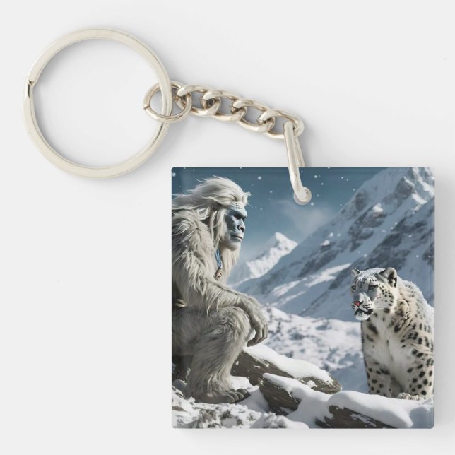 Yeti and The Snow Leopard Key Ring (Front)