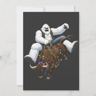 Yeti Bull Rider Santa Western Rodeo Christmas Announcement